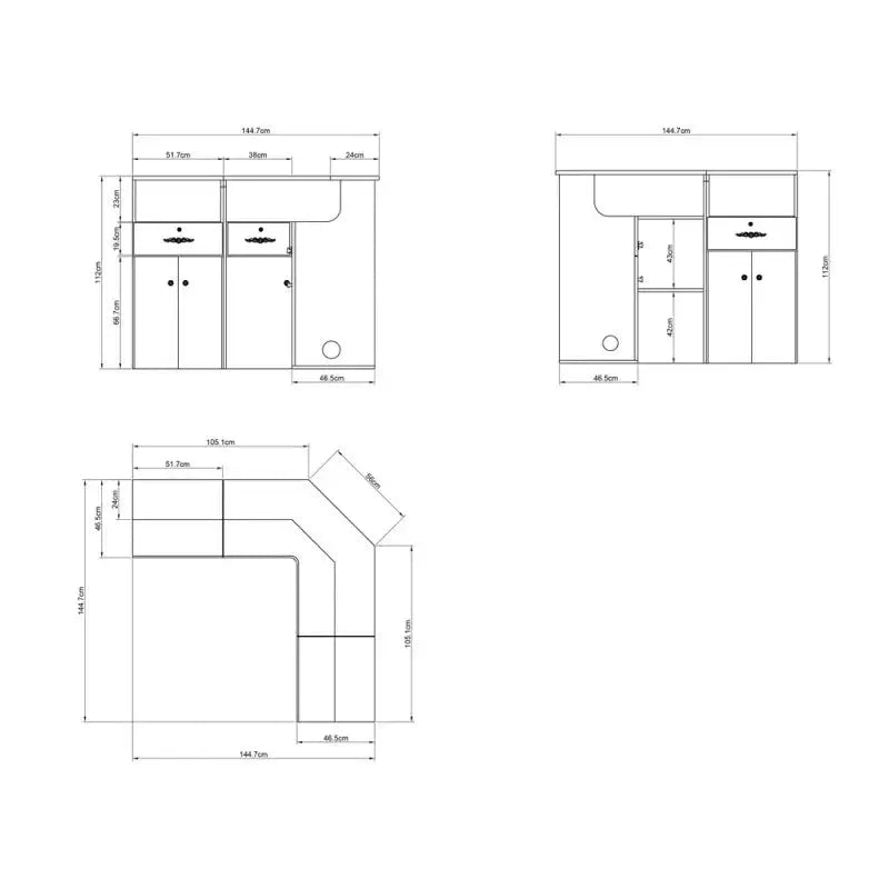 Beauty Salon Barbershop Reception Desk with LED - Combination Valencia - DIR Store