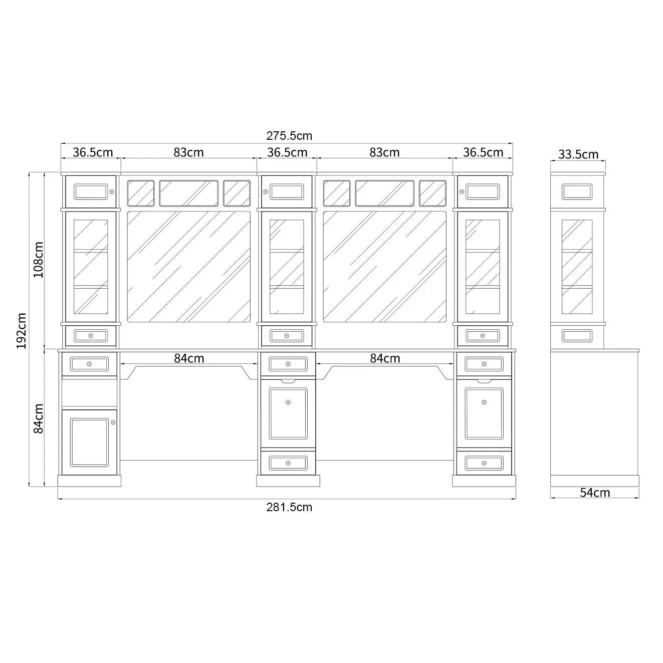 Combined Multi Barber Stations with LED Barber Mirrors - Britainnica Barber Units - DIR Store