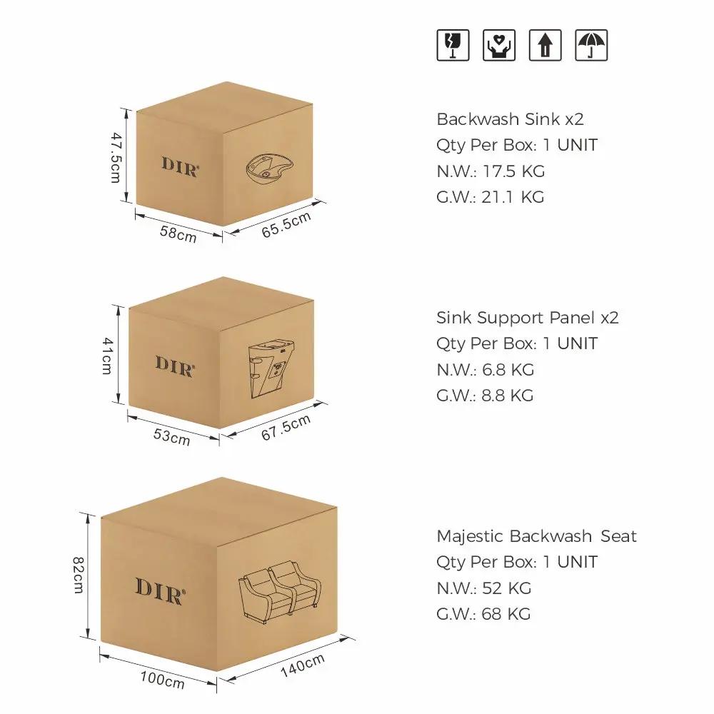 Salon Double Seats Backwash Units with Adjustable Basins - Majestic - DIR Store