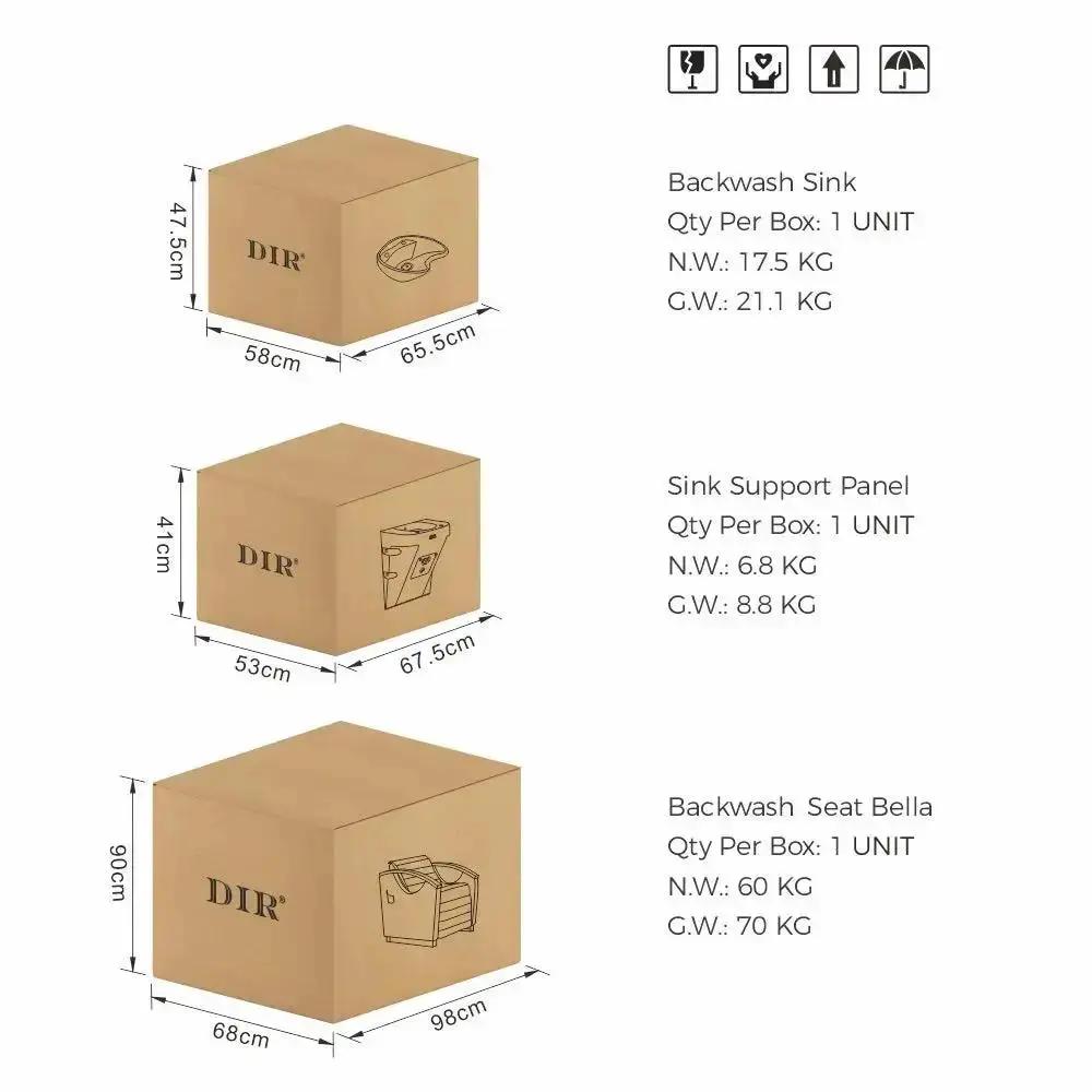 Salon Furniture Pack Backwash Unit and Salon Chairs 7905-1902x3-Gold - DIR Store