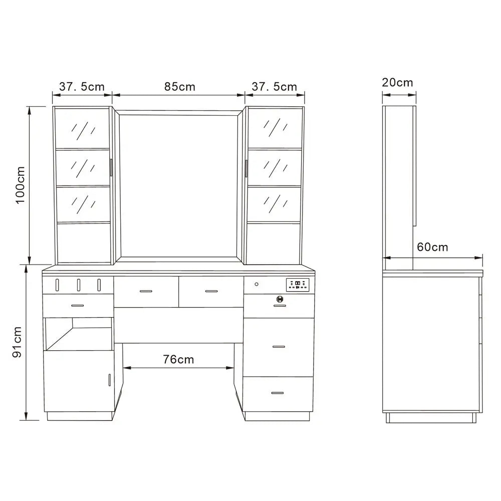 Barber Station with LED Barber Mirror – Ankara Barber Unit DIR Store