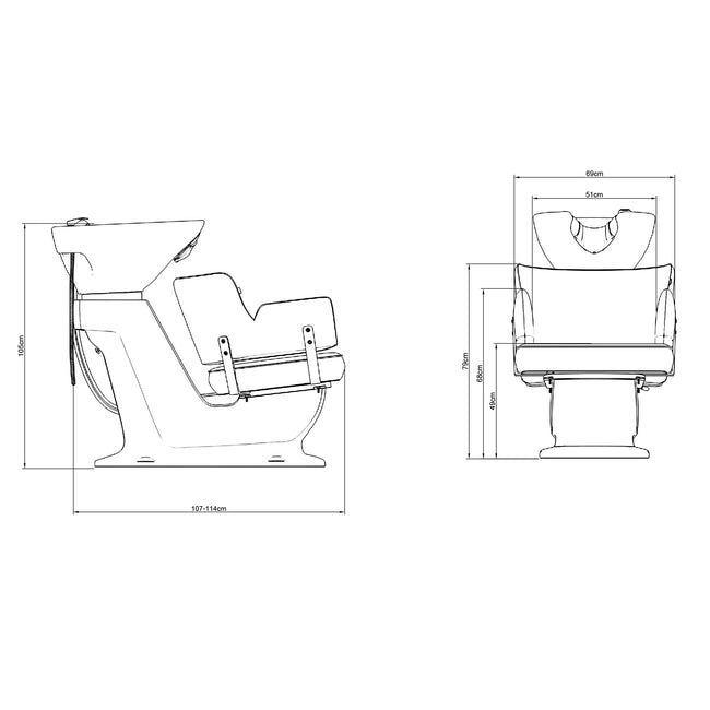 Beauty Salon Backwash basin adjustable chair  Bellus Wash