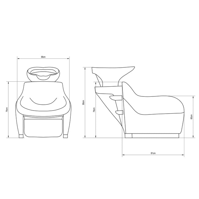 Beauty Salon Backwash Basin Chair -adjustable leg rest extension Solace
