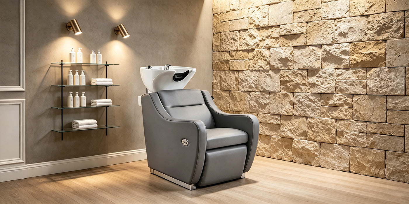Lavacabezas de salón/Silla con lavabo ajustable & Extensión de reposapiernas ajustable - Callisto- detail - DIR Store