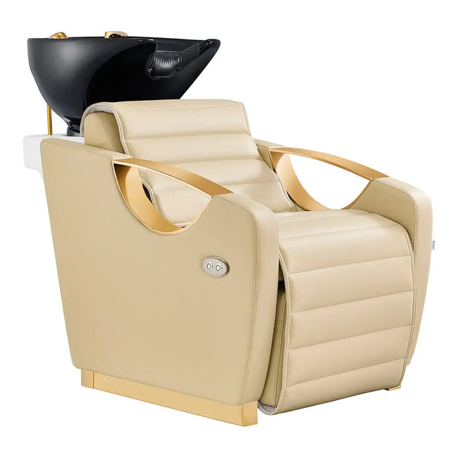 Gold Salon Backwash Unit with Basin - Electric Adjustable Legrest Extension - Victoria DIR Store