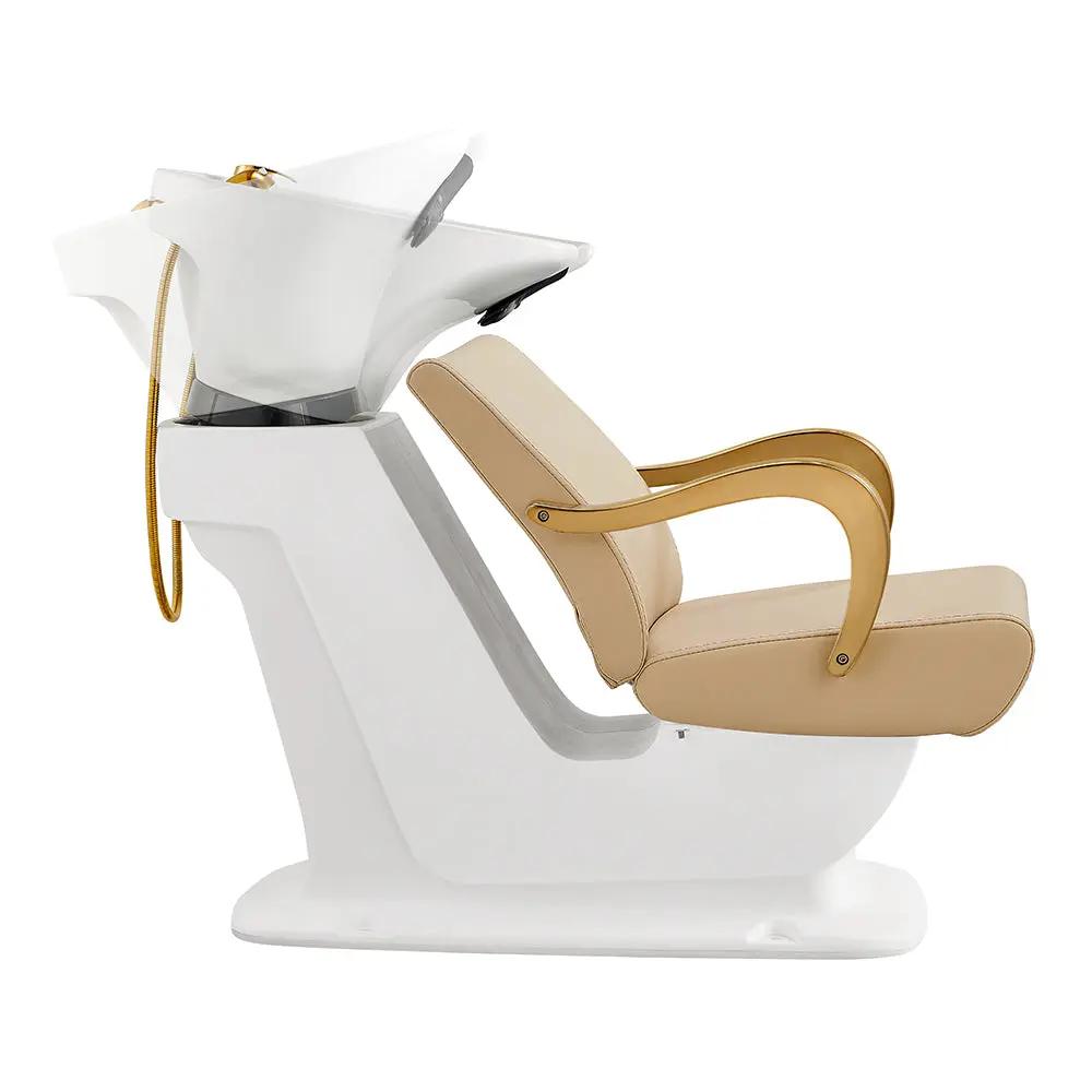 Salon Backwash Unit with Adjustable Sink & Seat - White Base Beckman Gold - DIR Store