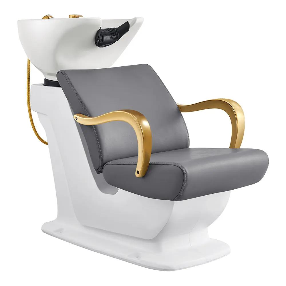 Salon Backwash Unit with Adjustable Sink & Seat - White Base Beckman Gold - DIR Store
