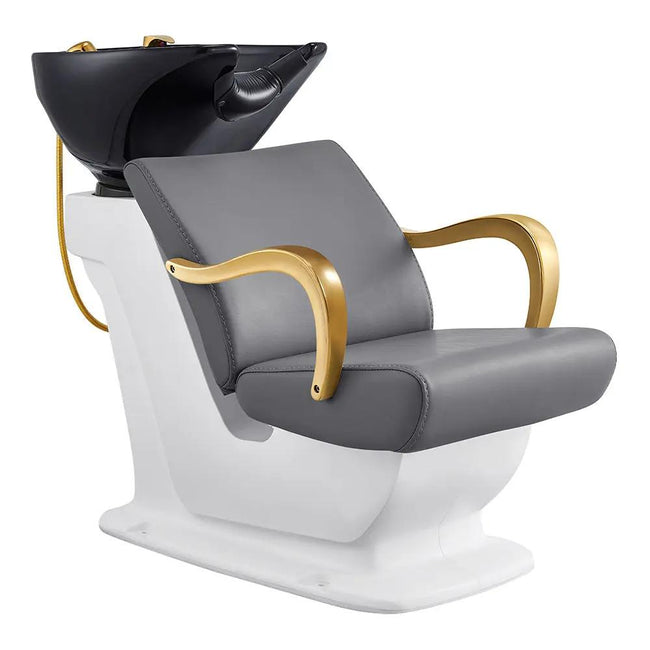 Salon Backwash Unit with Adjustable Sink & Seat - White Base Beckman Gold - DIR Store