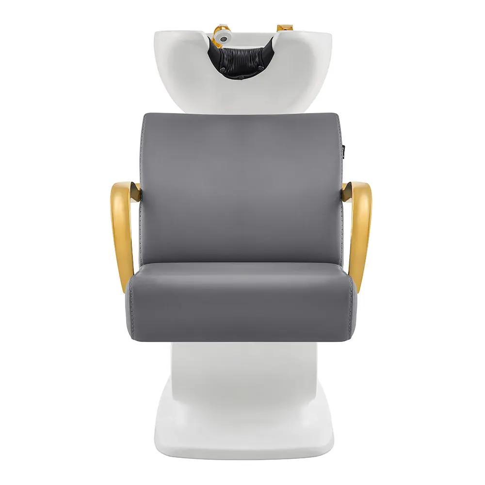 Salon Backwash Unit with Adjustable Sink & Seat - White Base Beckman Gold - DIR Store