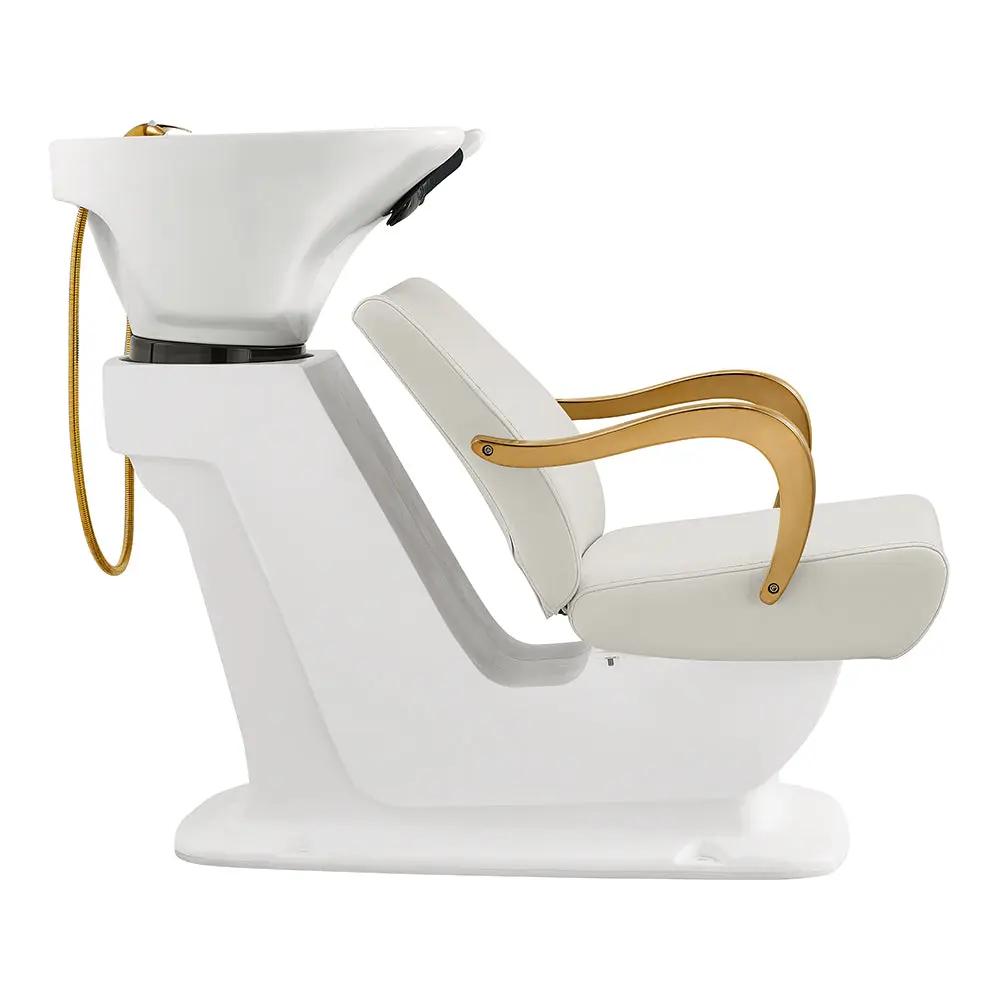 Salon Backwash Unit with Adjustable Sink & Seat - White Base Beckman Gold - DIR Store