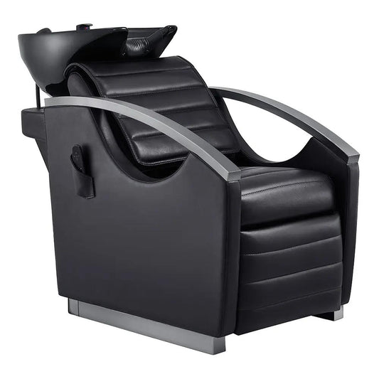 Beauty Salon Electrical Massage Backwash Unit with Adjustable Basin & Seat- Bella Titanium Black - DIR Store