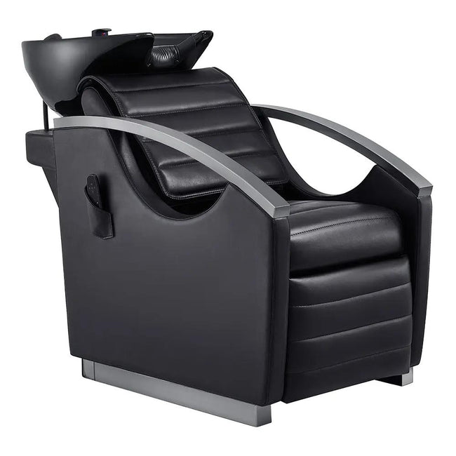 Beauty Salon Electrical Massage Backwash Unit with Adjustable Basin & Seat- Bella Titanium Black - DIR Store