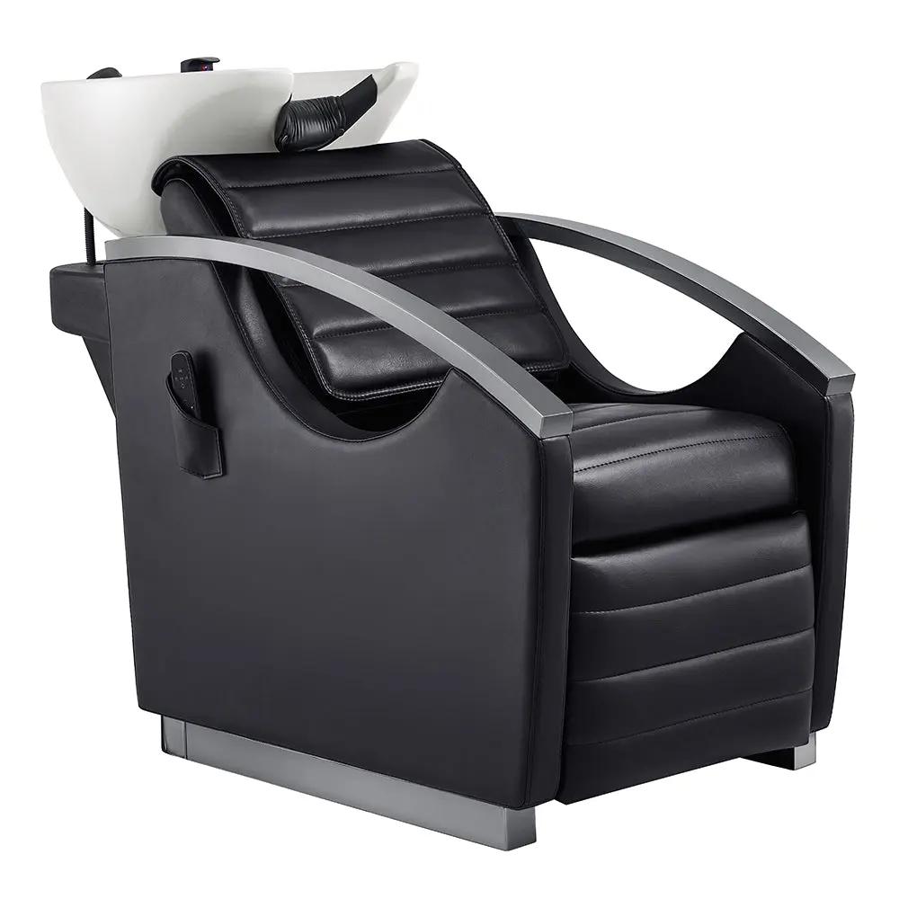 Beauty Salon Electrical Massage Backwash Unit with Adjustable Basin & Seat- Bella Titanium Black - DIR Store