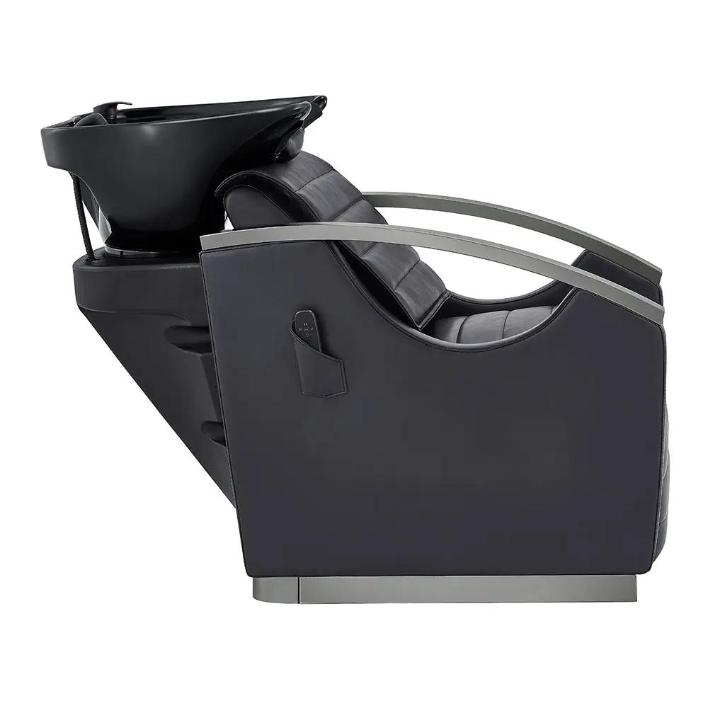 Beauty Salon Electrical Massage Backwash Unit with Adjustable Basin & Seat- Bella Titanium Black - DIR Store