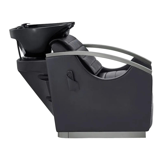 Beauty Salon Electrical Massage Backwash Unit with Adjustable Basin & Seat- Bella Titanium Black - DIR Store