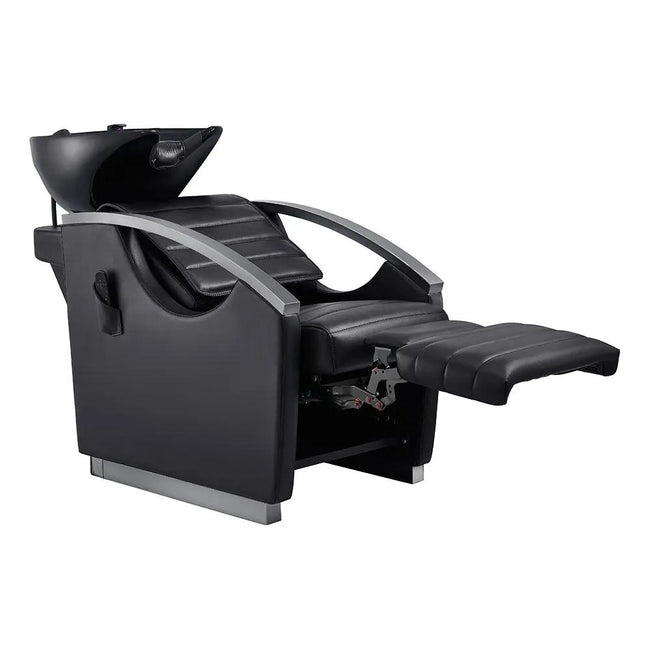 Beauty Salon Electrical Massage Backwash Unit with Adjustable Basin & Seat- Bella Titanium Black - DIR Store