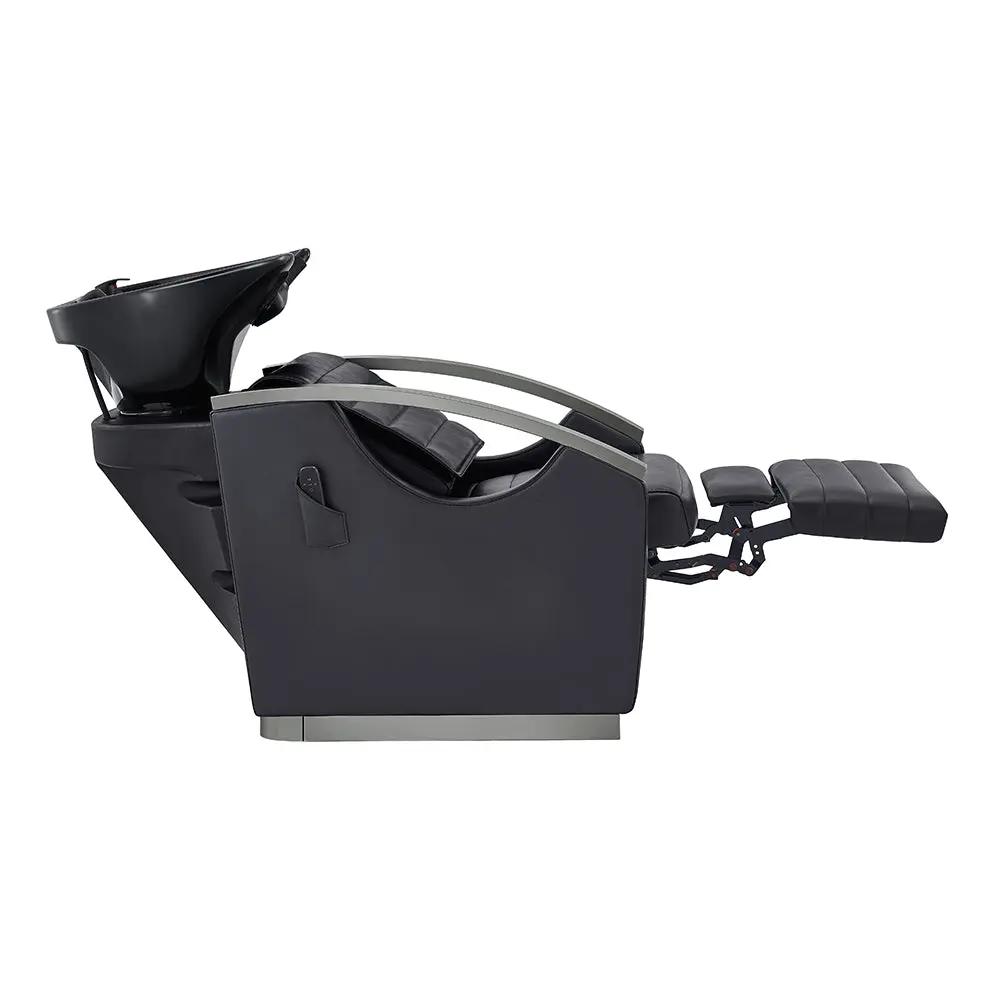 Beauty Salon Electrical Massage Backwash Unit with Adjustable Basin & Seat- Bella Titanium Black - DIR Store