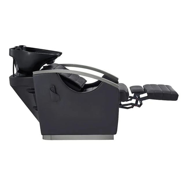 Beauty Salon Electrical Massage Backwash Unit with Adjustable Basin & Seat- Bella Titanium Black - DIR Store