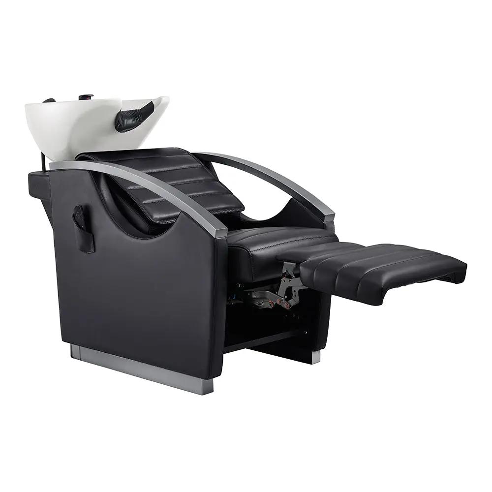 Beauty Salon Electrical Massage Backwash Unit with Adjustable Basin & Seat- Bella Titanium Black - DIR Store