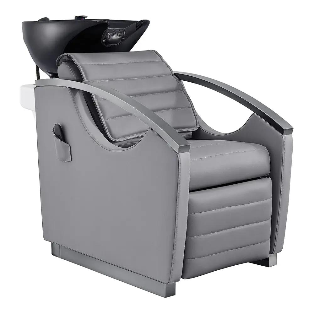 Beauty Salon Electrical Massage Backwash Unit with Adjustable Basin & Seat- Bella Titanium Black - DIR Store