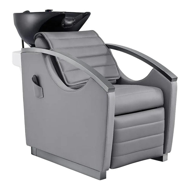 Beauty Salon Electrical Massage Backwash Unit with Adjustable Basin & Seat- Bella Titanium Black - DIR Store