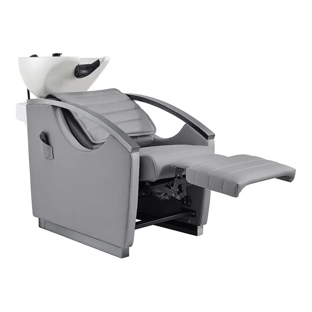 Beauty Salon Electrical Massage Backwash Unit with Adjustable Basin & Seat- Bella Titanium Black - DIR Store