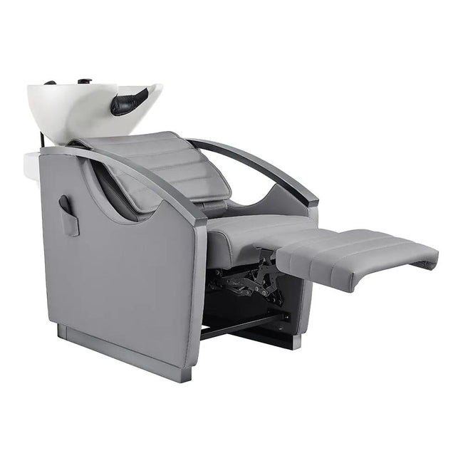 Beauty Salon Electrical Massage Backwash Unit with Adjustable Basin & Seat- Bella Titanium Black - DIR Store