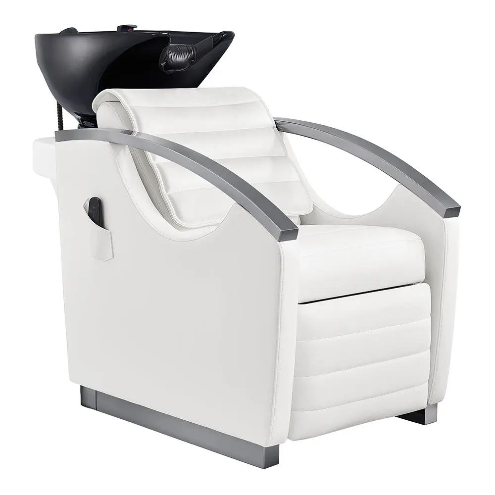 Beauty Salon Electrical Massage Backwash Unit with Adjustable Basin & Seat- Bella Titanium Black - DIR Store
