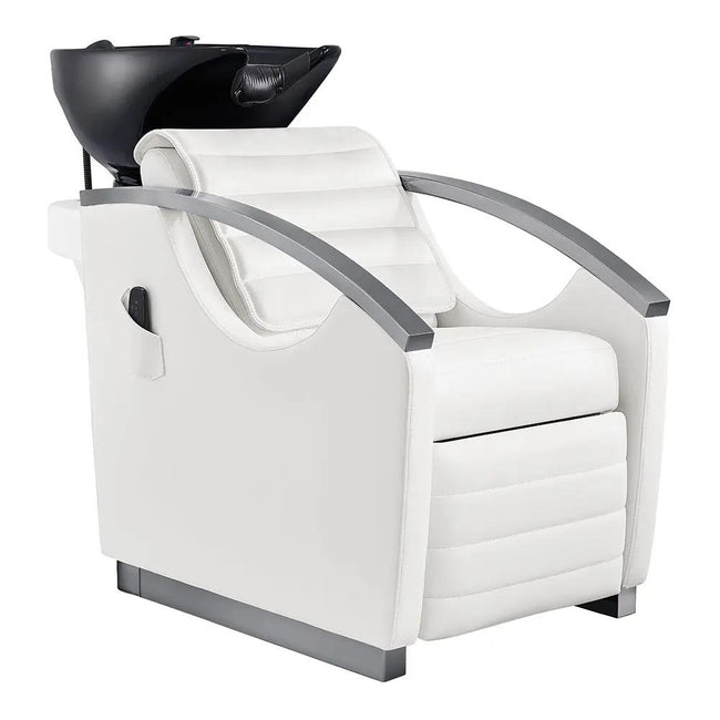 Beauty Salon Electrical Massage Backwash Unit with Adjustable Basin & Seat- Bella Titanium Black - DIR Store