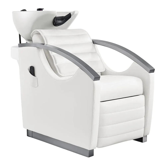 Beauty Salon Electrical Massage Backwash Unit with Adjustable Basin & Seat- Bella Titanium Black - DIR Store