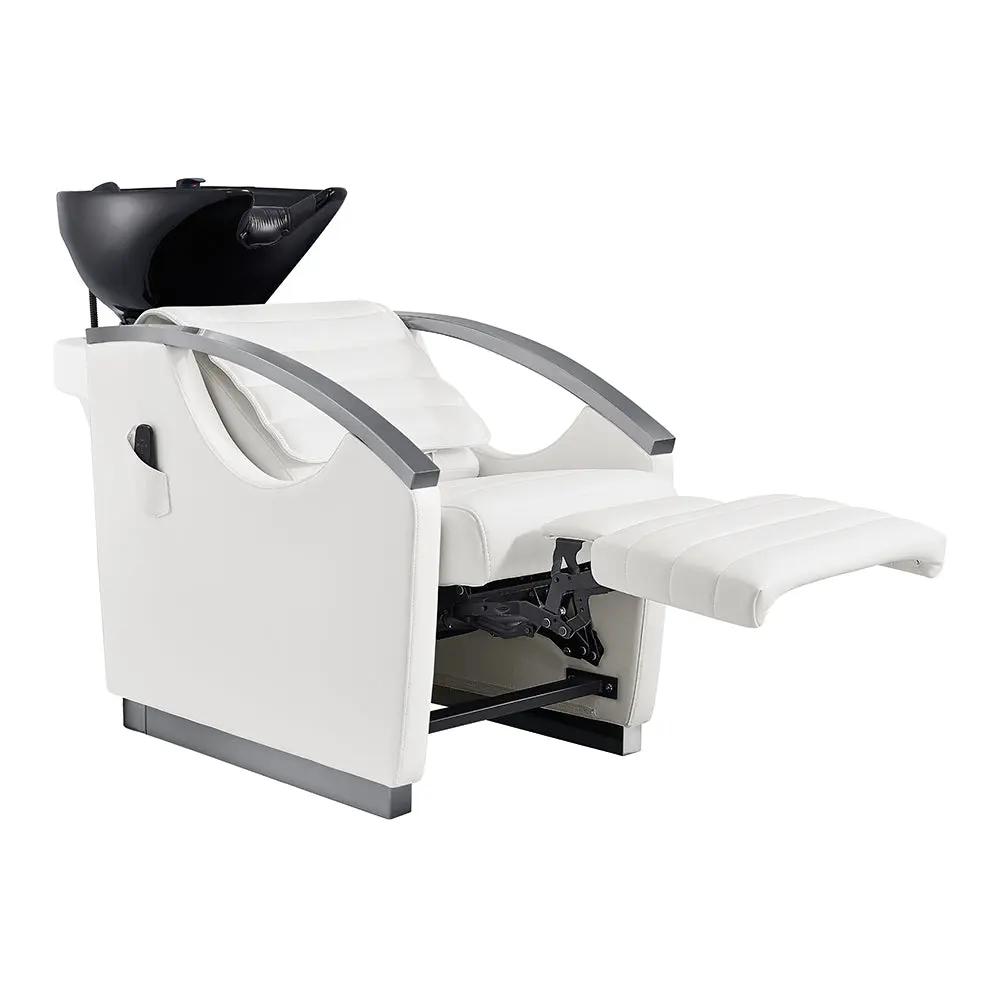 Beauty Salon Electrical Massage Backwash Unit with Adjustable Basin & Seat- Bella Titanium Black - DIR Store