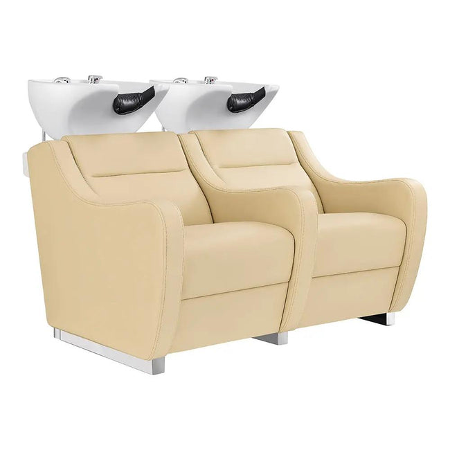 Salon Double Seats Backwash Units with Adjustable Basins - Majestic - DIR Store