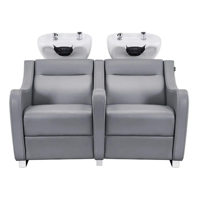 Salon Double Seats Backwash Units with Adjustable Basins - Majestic - DIR Store