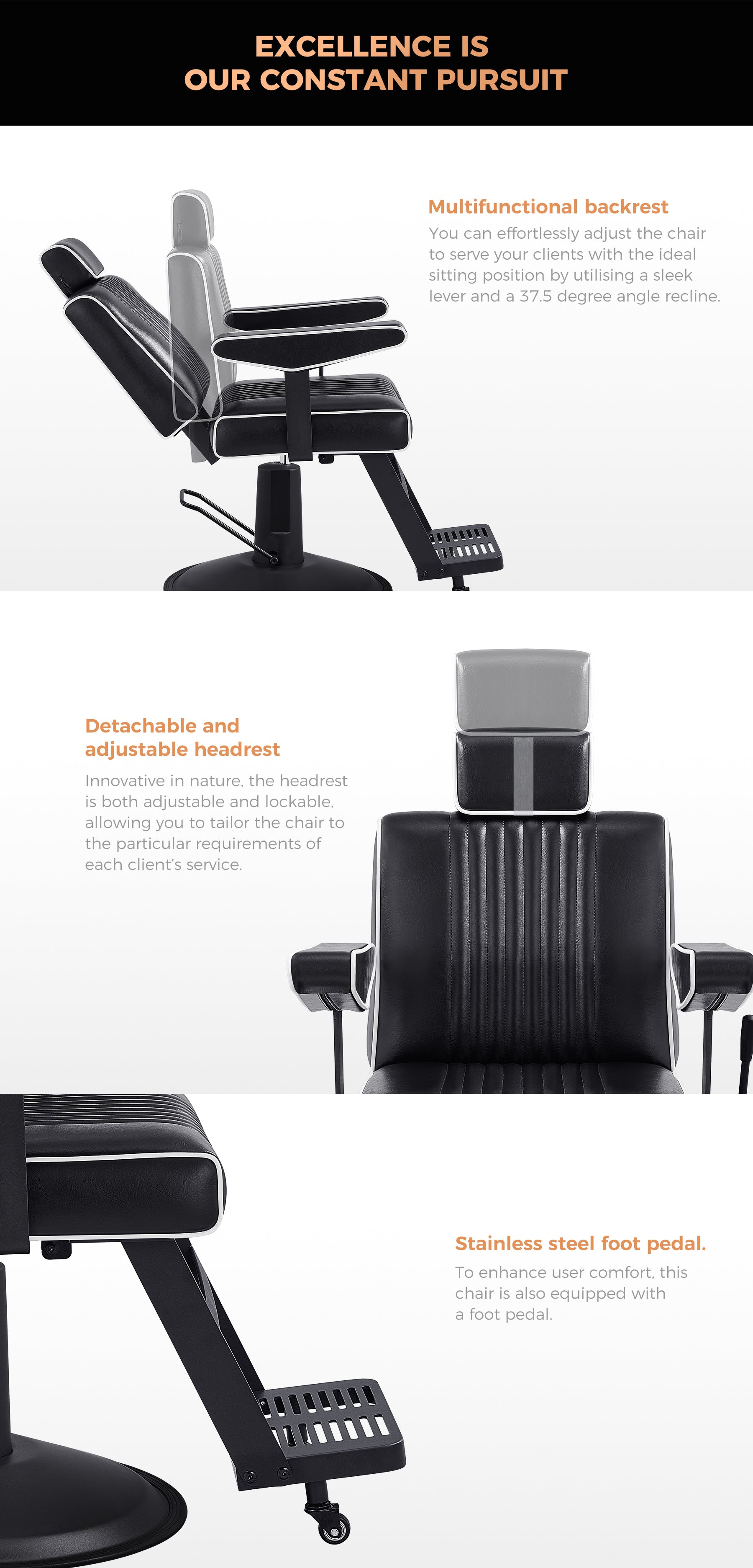 Poltrona da barbiere delicata- detail - DIR Store