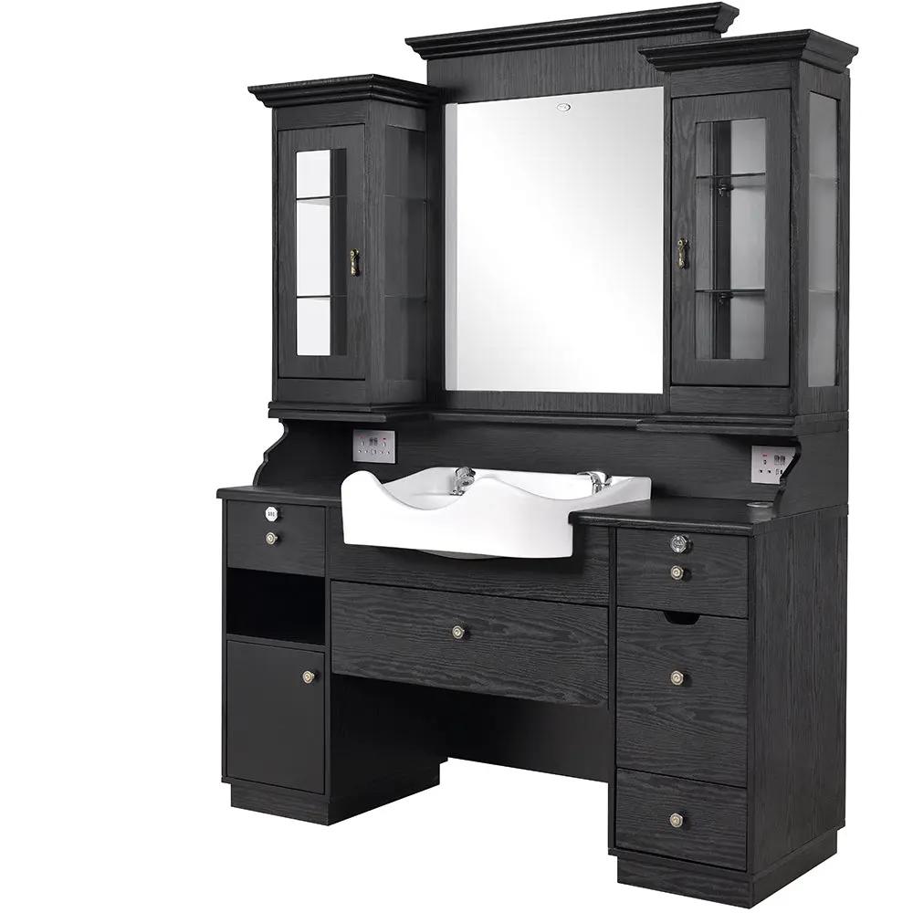 Barber Station with Frontwash Sink & LED Barber Mirror - Mohegan II Barber Unit - DIR Store