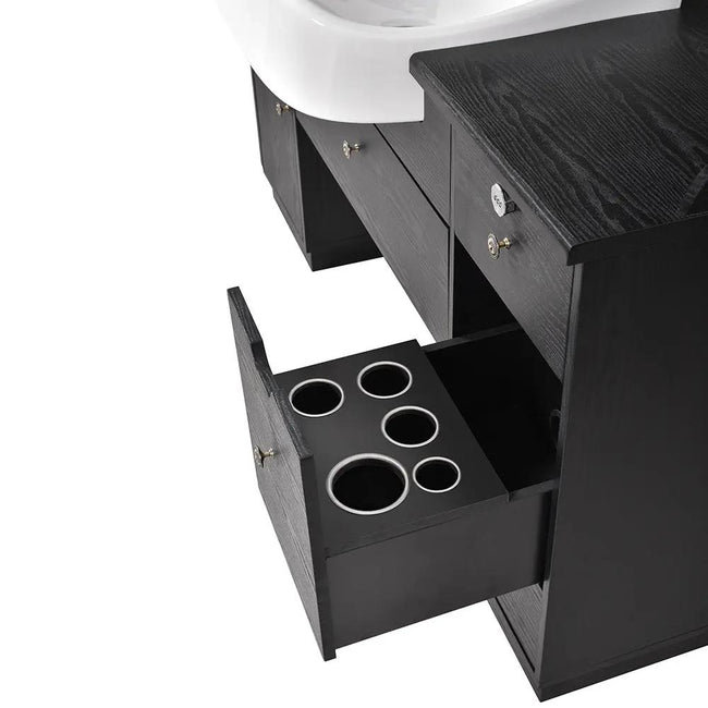 Barber Station with Frontwash Sink & LED Barber Mirror - Mohegan II Barber Unit - DIR Store