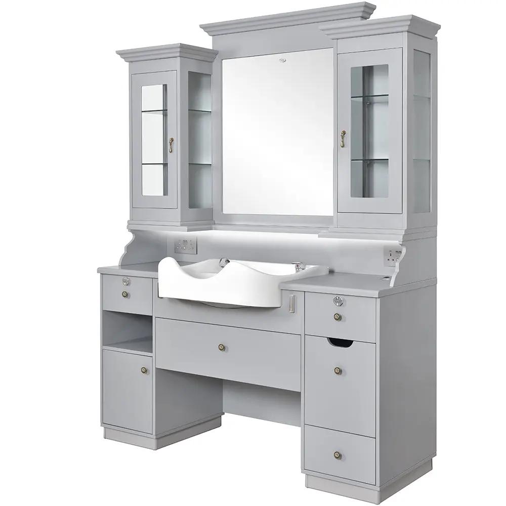 Barber Station with Frontwash Sink & LED Barber Mirror - Mohegan II Barber Unit DIR Store