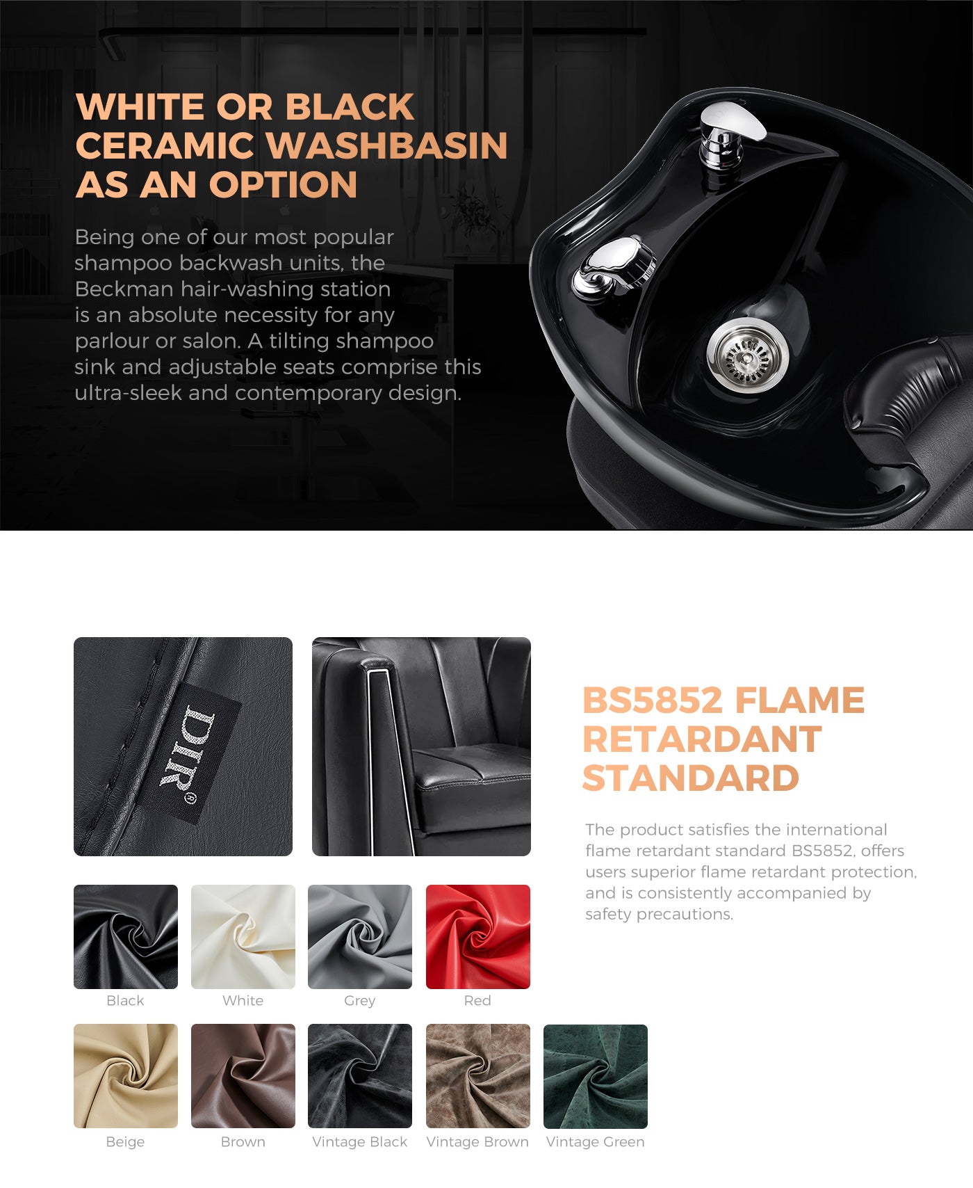 Beauty Salon Massage Backwash Basin Unit / Chair - Cullian- detail - DIR Store