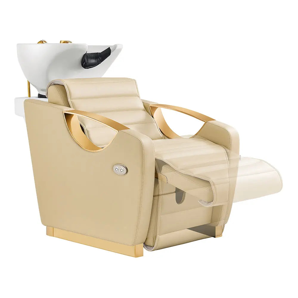 Gold Salon Backwash Unit with Basin - Electric Adjustable Legrest Extension - Victoria DIR Store