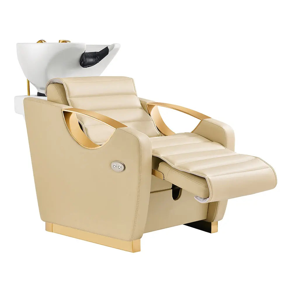 Gold Salon Backwash Unit with Basin - Electric Adjustable Legrest Extension - Victoria DIR Store