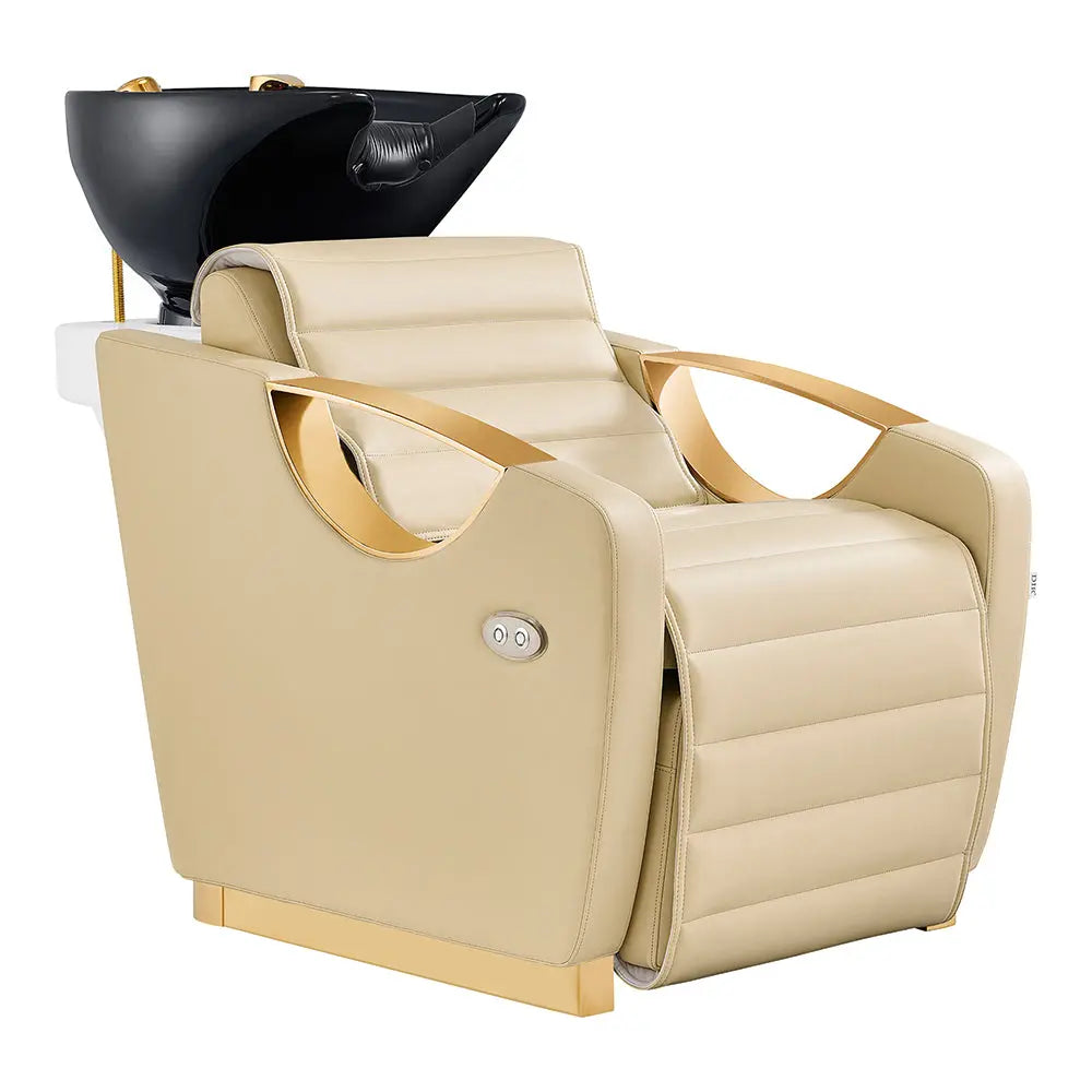 Gold Salon Backwash Unit with Basin - Electric Adjustable Legrest Extension - Victoria DIR Store