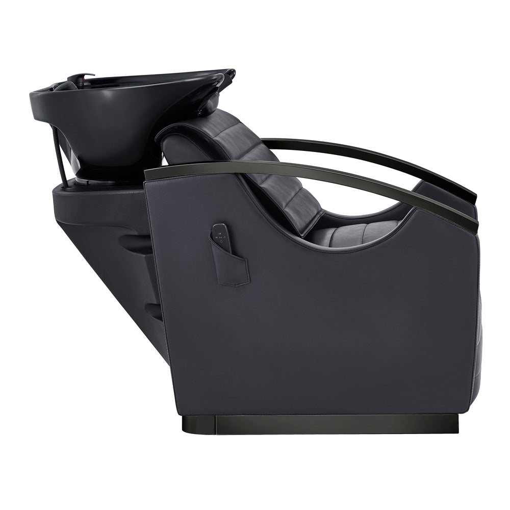 Unità di lavaggio elettrico per massaggi per salone di bellezza con vasca regolabile & Seat- Bella Titanium Black