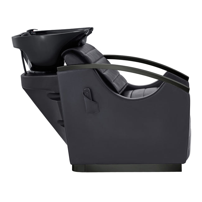 Unità di lavaggio elettrico per massaggi per salone di bellezza con vasca regolabile & Seat- Bella Titanium Black