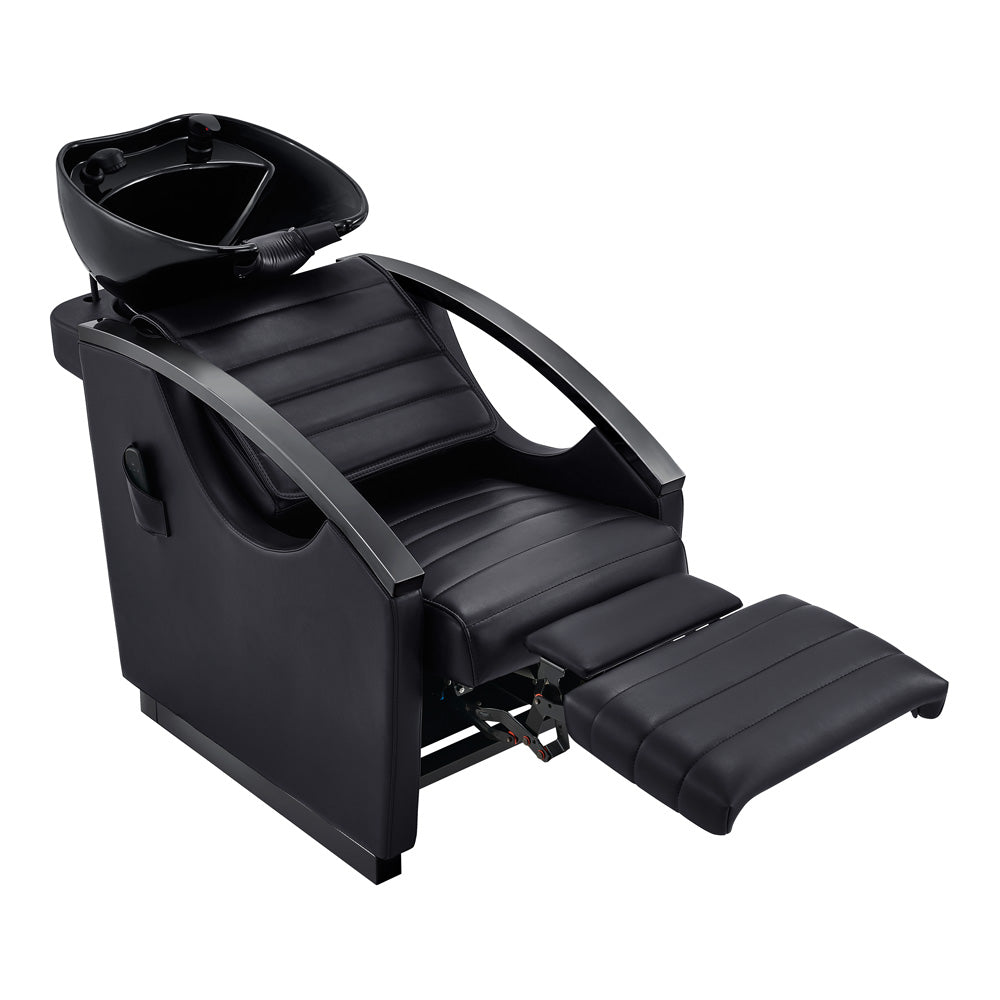 Unità di lavaggio elettrico per massaggi per salone di bellezza con vasca regolabile & Seat- Bella Titanium Black