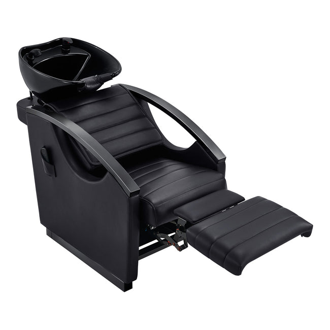 Unità di lavaggio elettrico per massaggi per salone di bellezza con vasca regolabile & Seat- Bella Titanium Black