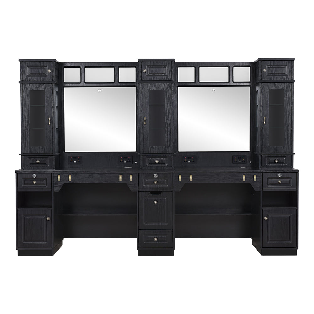 Combined Multi Barber Stations with LED Barber Mirrors - Britainnica Barber Units DIR Store