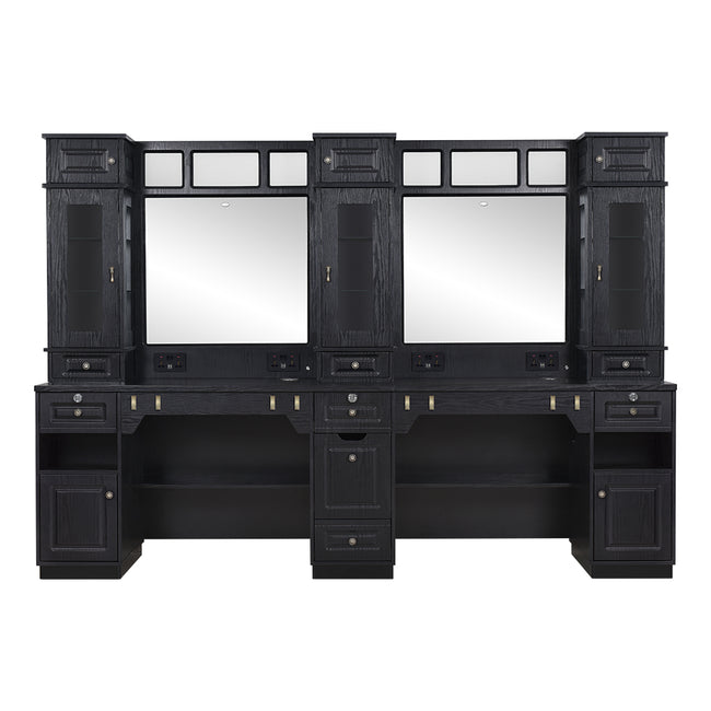 Combined Multi Barber Stations with LED Barber Mirrors - Britainnica Barber Units DIR Store