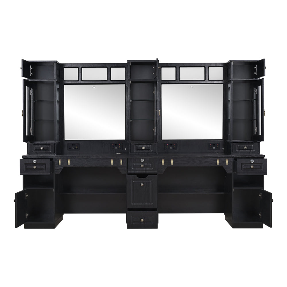 Combined Multi Barber Stations with LED Barber Mirrors - Britainnica Barber Units DIR Store