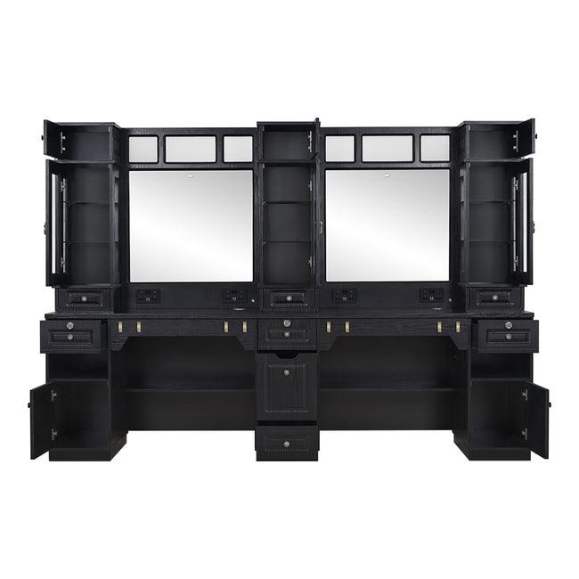 Combined Multi Barber Stations with LED Barber Mirrors - Britainnica Barber Units DIR Store