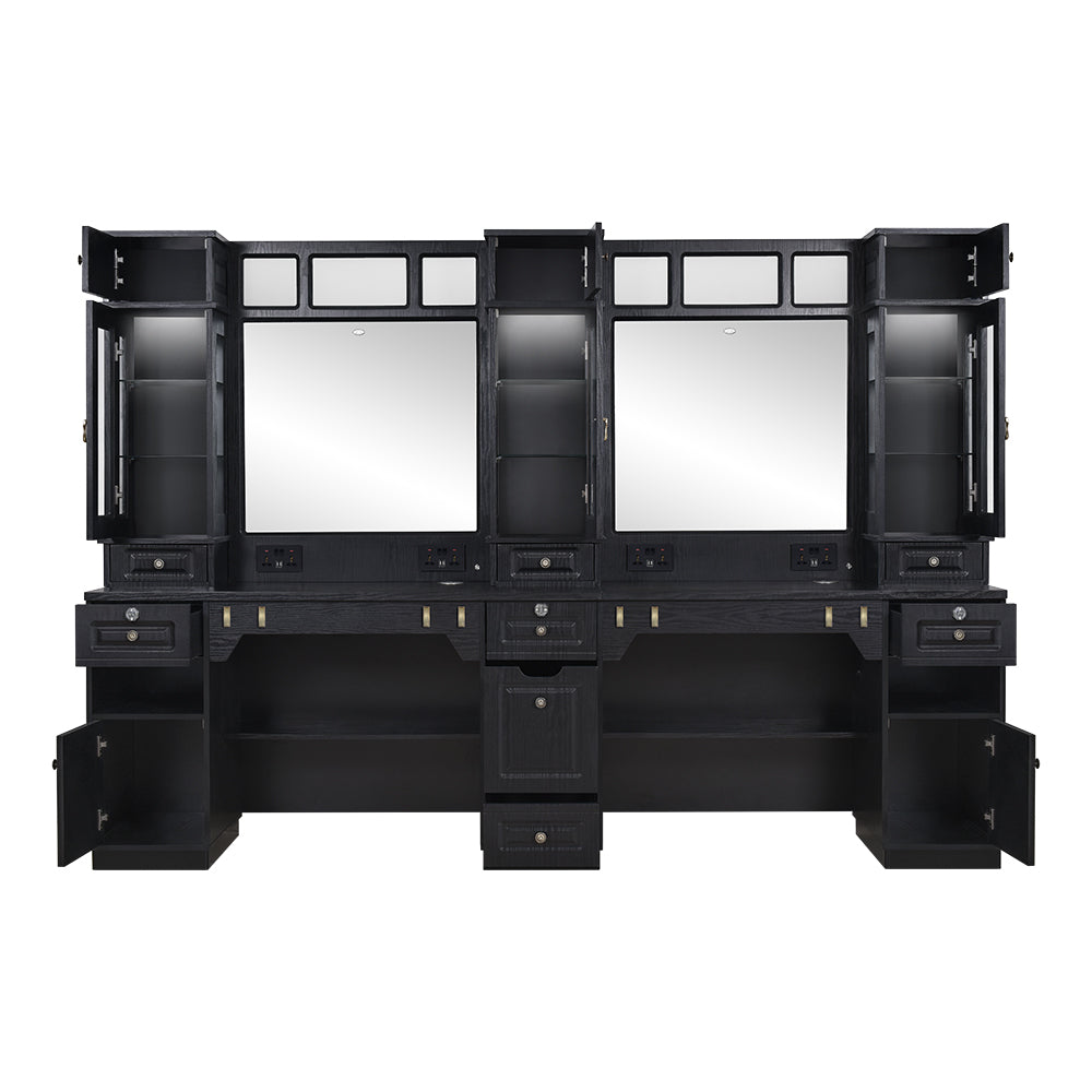 Combined Multi Barber Stations with LED Barber Mirrors - Britainnica Barber Units DIR Store